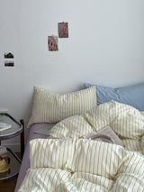 Roomtery Pale Lemon Pinstripe Bedding Set, view 4