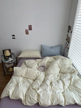 Roomtery Pale Lemon Pinstripe Bedding Set, view 5
