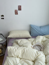 Roomtery Pale Lemon Pinstripe Bedding Set, view 6