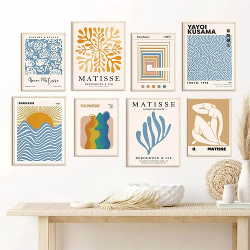 Roomtery Pale Orange & Blue Gallery Wall Canvas Posters