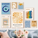 Roomtery Pale Orange & Blue Gallery Wall Canvas Posters, view 2