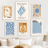 Roomtery Pale Orange & Blue Gallery Wall Canvas Posters, view 3