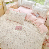 Roomtery Pale Pink Floral Print Bedding Set, view 3