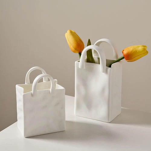 Roomtery Paper Bag Shaped Ceramic Vase