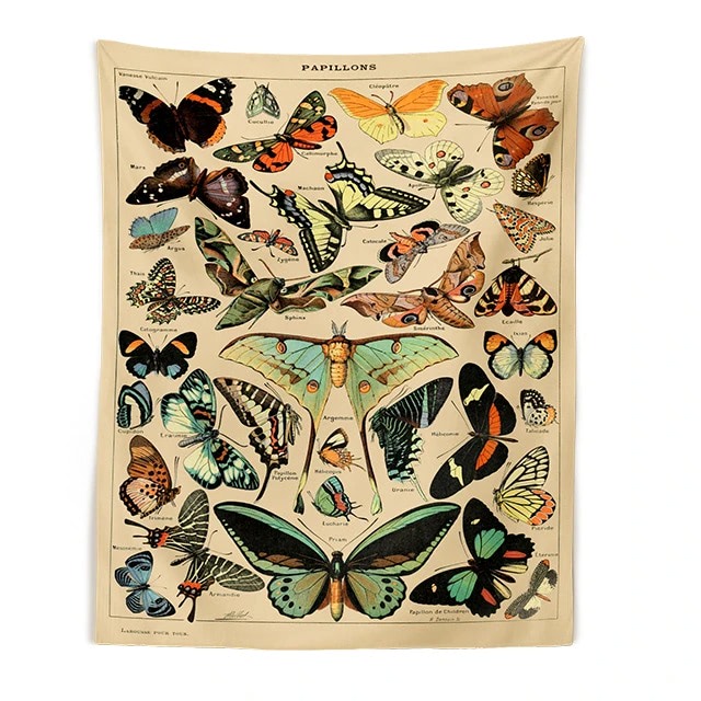 Roomtery Papillons Botanical Tapestry