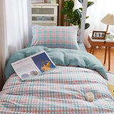 Roomtery Pastel Blue Plaid Dorm Bedding Set, view 2