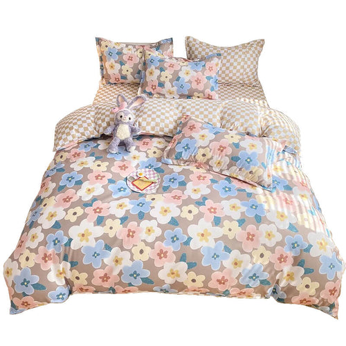 Roomtery Pastel Brown Flowers Bedding Set