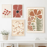 Roomtery Pastel Brown Flowers Canvas Posters, view 3