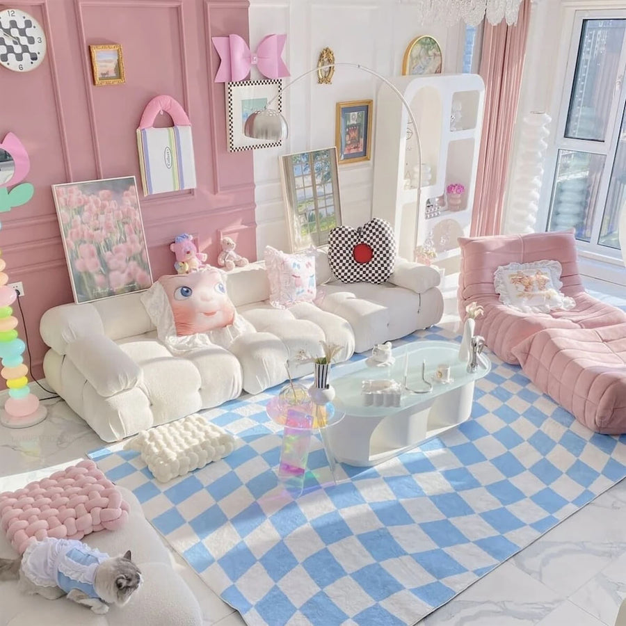 Roomtery Pastel Curvy Checker Carpet