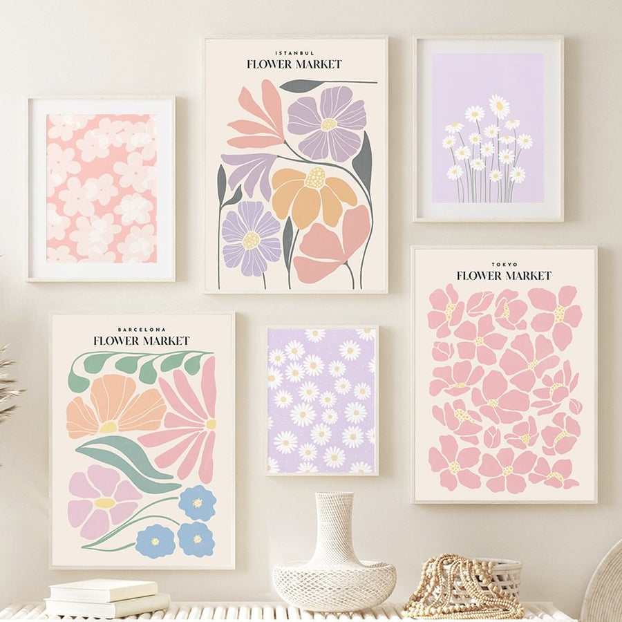 Roomtery Pastel Flower Market Canvas Posters