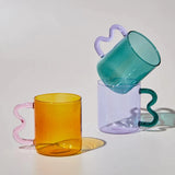 Roomtery Pastel Glass Wavy Handle Mug, view 2