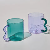 Roomtery Pastel Glass Wavy Handle Mug, view 4