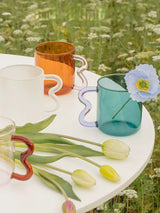 Roomtery Pastel Glass Wavy Handle Mug, view 5