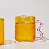 Roomtery Pastel Glass Wavy Handle Mug, view 6