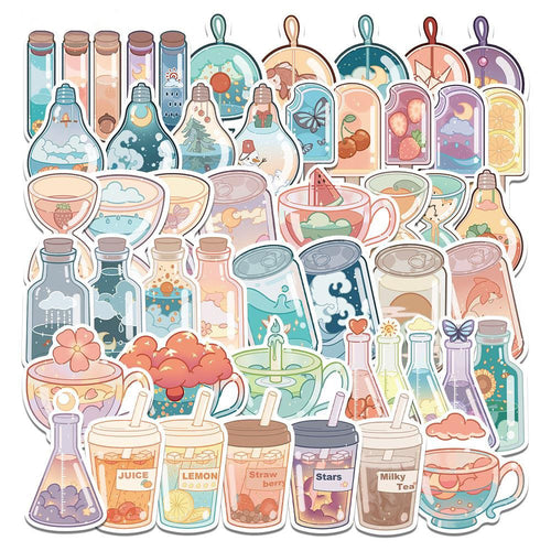 Roomtery Pastel Kawaii Flask Sticker Pack