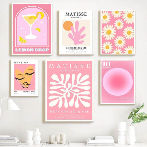 Roomtery Pastel Pink Gallery Wall Art Canvas Posters