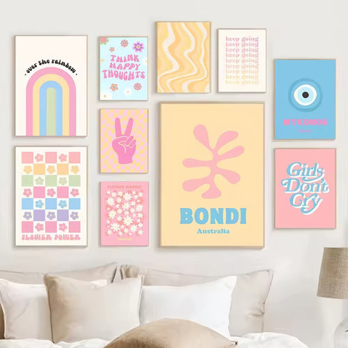 Roomtery Pastel Positivity Wall Collage Canvas Posters