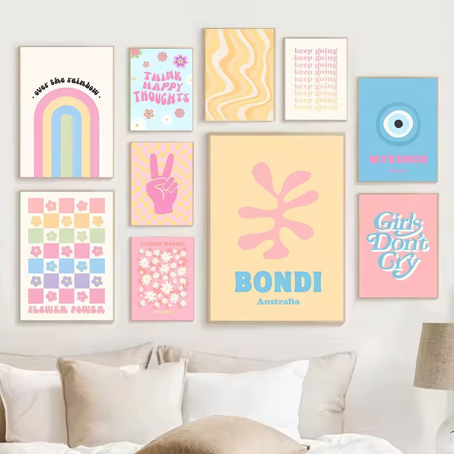 Roomtery Pastel Positivity Wall Collage Canvas Posters