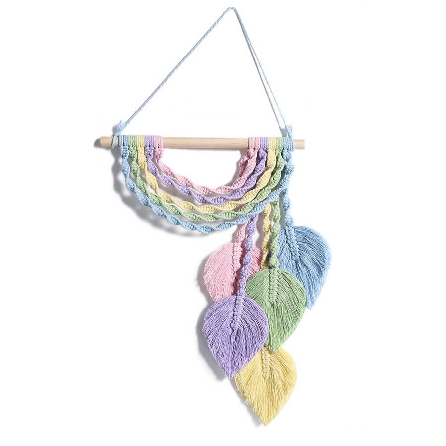 Roomtery Pastel Rainbow Macrame Tassels Wall Decor