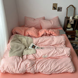 Roomtery Peachy Pink Gingham Bedding Set, view 3