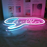 Roomtery Pink/Blue Hello Neon Sign, view 3