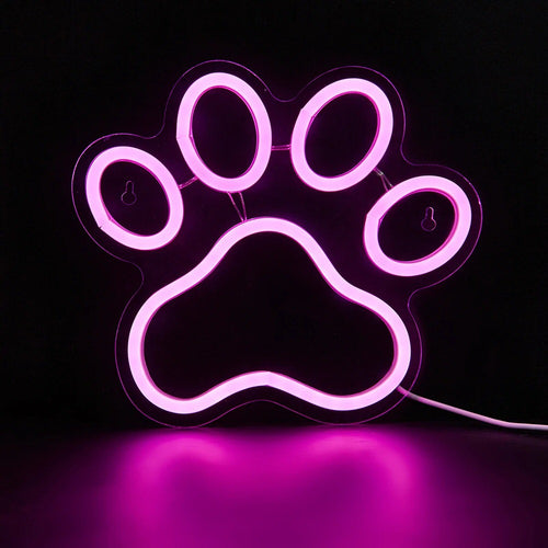 Roomtery Pink Cat Paw LED Neon Sign