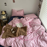 Roomtery Pink Gingham Stripes Bedding Set, view 2