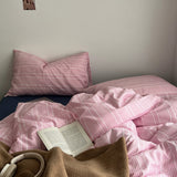 Roomtery Pink Gingham Stripes Bedding Set, view 5