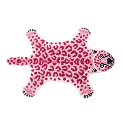 Roomtery Pink Leopard Furry Accent Rug