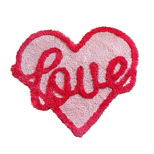 Roomtery Pink Love Heart Tufted Accent Rug
