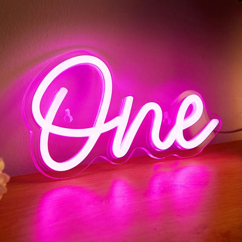 Roomtery Pink "One" LED Wall Neon Sign