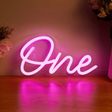 Roomtery Pink "One" LED Wall Neon Sign, view 2