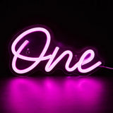 Roomtery Pink "One" LED Wall Neon Sign, view 4
