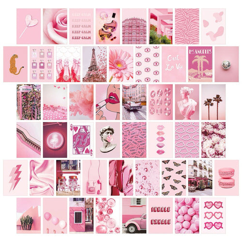 Roomtery Pink Paris Wall Collage Cards
