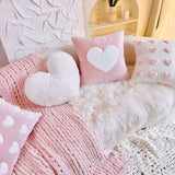 Roomtery Pink Plush Hearts Cushion Cover, view 2