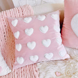 Roomtery Pink Plush Hearts Cushion Cover, view 5
