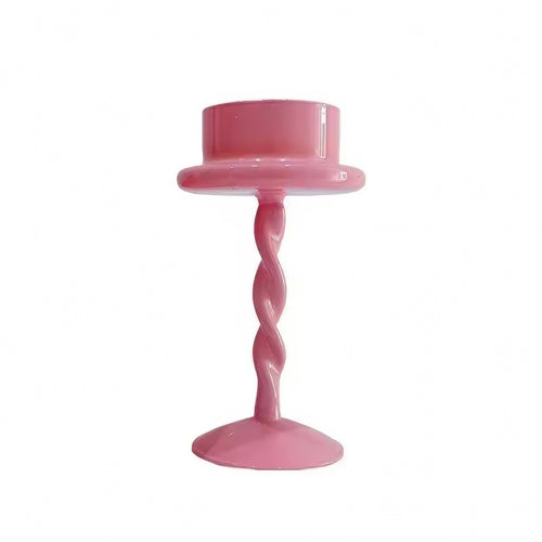 Roomtery Pink Swirl Glass Candle Holder