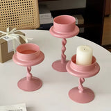 Roomtery Pink Swirl Glass Candle Holder, view 3