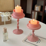 Roomtery Pink Swirl Glass Candle Holder, view 4