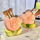 Roomtery Pink Tulip Ceramic Pen Holder, view 2