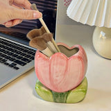 Roomtery Pink Tulip Ceramic Pen Holder, view 4