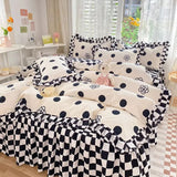 Roomtery Polka Dot Kawaii Checkered Ruffle Bedding Set, view 3