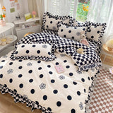Roomtery Polka Dot Kawaii Checkered Ruffle Bedding Set, view 4