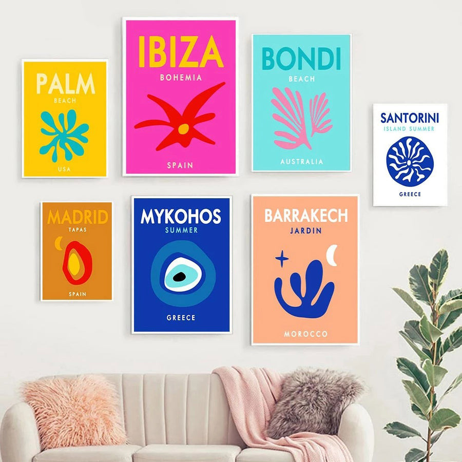 Roomtery Preppy Cities Bright Canvas Posters