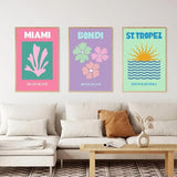 Roomtery Preppy Cities Pastel Canvas Posters, view 3