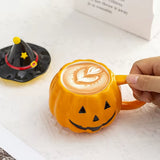 Roomtery Pumpkin Witch Hat Ceramic Mug with Lid, view 2