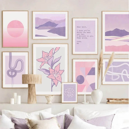 Roomtery Purple Minimal Art Canvas Posters