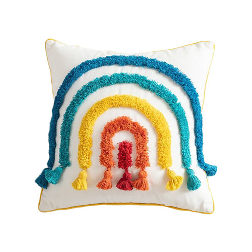 Roomtery Rainbow Tassels Cushion Cover