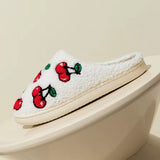 Roomtery Red Cherries Soft Plush House Slippers, view 3