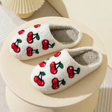 Roomtery Red Cherries Soft Plush House Slippers, view 5